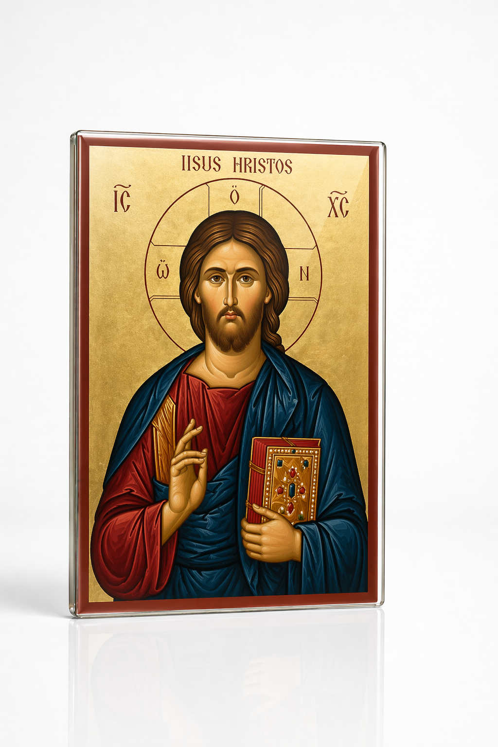 Icoană printată pe sticlă Iisus Hristos – simbol al credinței și al protecției divine
