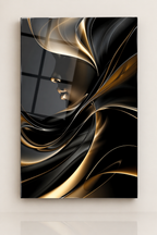 Tablou pe sticlă „Golden Flow” – design abstract modern premium