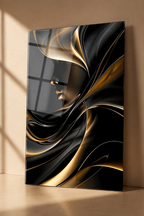 Tablou pe sticlă „Golden Flow” – design abstract modern premium