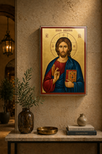 Icoană printată pe sticlă Iisus Hristos – simbol al credinței și al protecției divine
